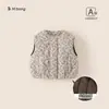 Roupas Infantis Bangxuan Estilo Coreano Outono Meninas Tops de Bebê Toque de Algodão Roupa de Outono Jaqueta Sem Mangas para Meninas Colete Floral para Bebê