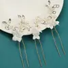Elegantes Accesorios para el Cabello de Novia Estilo Coreano, Pasadores de Perlas Hechos a Mano, Pasadores en Forma de U Estilo Antiguo, Pasadores para Cheongsam, Venta al por Mayor