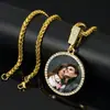 Collar Personalizado de Hip-Hop Europeo y Americano Transfronterizo Fila Única Zirconia Redonda Completa de Diamante Colgante de Marco de Foto de Moda para Hombre