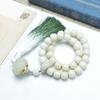 Cadena de mano de raíz de Bodhi de jade blanco natural para hombres y mujeres, vintage, con borla de loto, colgante para coche, joyería Wenwan