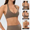 Sujetador deportivo cruzado para mujer con cuello halter y almohadillas extraíbles en el pecho, ropa de fitness, ropa interior ajustada para correr, yoga, Pilates