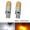 T10 W5W 194 168 5630 8SMD LED luz de pisca de carro bicolor T10 lâmpada de silicone 12V