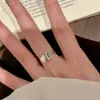 Anillo Retro Estilo Francés Mediados de Siglo Gota de Agua Cuadrado Diamante Doble Piedra Exquisito Geométrico Gama Alta Exquisito y Elegante Anillo para Dedo Índice