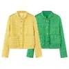 Ropa de Mujer 2026 Otoño Nuevo Estilo Europeo y Americano Versátil Amarillo Borla Pequeño Estilo Chanel Abrigo Delgado Verde