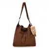 Bolso cubo de nailon plisado con cordón transfronterizo modelo nuevo 2026 color liso gran capacidad versátil para hombro y cruzado venta al por mayor