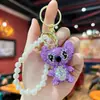 Pingente Chaveiro Costurado com Strass Transfronteiriço, Acessório Fofo para Mochila, Chaveiro de Carro de Luxo, Pingente para Pulseira de Pérolas