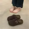 Zapatos cerrados para mujer estilo Birkenstock, de suela gruesa y forro polar, Novedad Otoño e Invierno 2025 para Mujer, Pantuflas de Piel tipo Slip-On Perezoso
