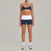Conjunto de Yoga Qiu Sha con Cuello Halter, Pliegues Invisibles, Levantamiento de Glúteos, Cintura Plegable y Colores Contrastantes - Conjunto Deportivo de Dos Piezas 4583+2600