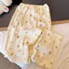 Calças de Pijama Femininas Primavera e Outono Novo Bolinhas Onduladas Brancas Cachorro Dachshund Fofo Calças de Casa Soltas Macias Retas Calças de Caminhada