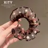Elástico de Cabelo de Malha Pérola Cor Café Clássico Versátil para Meninas Diário Rabo de Cavalo Alto Coque Acessório de Cabeça Mulheres