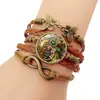 Pulsera de Engranajes Mecánicos Steampunk con Gema del Tiempo Símbolo Infinito Mariposa Marrón Pulsera Tejida Multicapa Venta al por Mayor