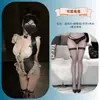 Shuo Yao Lencería Erótica Sexy Puro Deseo Linda Uniforme de Chica Conejita Encaje Tentación Body con Abertura en la Entrepierna Set 904