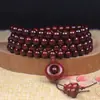 Pulsera de Palo de Rosa, Pulsera de Cuentas Budistas, 108 Materiales Antiguos Oscuros, Cuentas de Rosario, Joyería de Pulsera de Madera