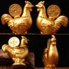 Adornos de Gallo del Zodíaco de Latón, Gallo Atractor de Riqueza para Decoración de Sala de Estar en Casa, Adorno Auspicioso Giratorio de Mano