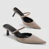 Zapatos de Tacón Alto Puntiagudos Estilo Europeo y Americano de Comercio Exterior Transfronterizo, Sandalias de Verano Elegantes y de Moda Versátiles de una Sola Correa Sexy de Tacón de Aguja con Punta Cerrada
