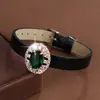 Pulsera Exquisita y Versátil de Cuero con Circonita en Forma de Huevo con un Toque de Lujo, Pulsera Ajustable de Cobre Puro Dulce y Elegante para Mujer, Joyería al por Mayor