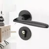 Fechadura Magnética Silenciosa Grande Preta para Porta de Quarto com Maçaneta Separada, Conjunto de Fechadura para Porta de Madeira, Tipo Universal, Conjunto Completo