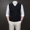 Colete de tricô para comércio exterior transfronteiriço, suéter de negócios masculino, colete de lã para meia-idade, 270 gramas, 12 pontos