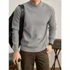 Suéter de Tricô Masculino Gola Alta Meia Listras Sólidas Camada Base Slim Fit Estilo Old Money Outono/Inverno Fábrica Transfronteiriça Atacado