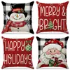 El juego de fundas de almohada navideñas más vendido de Amazon, juego de cuatro piezas de decoración navideña de lino sintético para cojines de sofá de sala de estar
