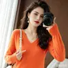 Nuevo jersey de punto de manga larga con cuello en V para mujer para primavera, otoño e invierno, tops para mujer de talla grande, artículo de exportación de venta caliente transfronteriza