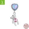 Dije de plata con explosiones de amor, oso Aobao, pulsera, collar, colgante, bonito sueño, accesorios de cuentas de plata s925