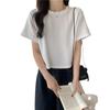 Camiseta Estilo Deseo Puro Europeo y Americano para Mujer Verano Nuevo Irregular Manga Corta Suelta Estilo Occidental Reductora de Edad Manga Media Top Corto