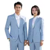 Chaqueta de estilo similar para hombres y mujeres, traje negro, ropa formal de negocios para hombres, azul marino nuevo, sin arrugas