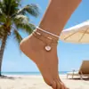 Tornozeleiras Europeias e Americanas, Estilo Praia Boêmio, Acessórios para Pés Personalizados, Metal Simples, Turquesa, Miçangas de Arroz, Strass, Argila Macia, Múltiplos Estilos
