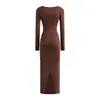 Vestido Estilo Francês Temperamento Retrô Manga Longa Saia Primavera 2025 Sexy Justo Vestido Sereia