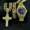 Moda Genial Conjunto de Collar con Colgante de Cruz Pulsera Reloj Caja de Regalo Traje Regalos Hermosos de Alta Gama para Hombres
