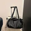 Bolsa Tote Estilo Coreano Nicho Retrô Bolsa de Ombro Grande para Mulheres Cor Sólida Grande Capacidade Plissada Bolsa Hot Girl Biker Bolsa de Trabalho para Mulheres