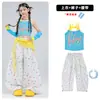 Ropa de Jazz para Niñas Verano Crop Top Azul sin Tirantes para Niñas Conjunto de Baile Ropa de Pasarela Jazz para Niñas
