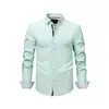 Camisa Masculina de Manga Longa Transfronteiriça com Acabamento em Cor Contrastante, Camisa Xadrez Color-Blocked, Camisa Masculina Elástica Sem Ferro com Toque de Alto Padrão