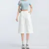 Calça Cropped Cáqui para Mulheres, Calça de Verão Fina de Perna Larga, Estilo Solto e Casual, Calça Casual de Cintura Alta Reta de Comprimento Médio para Figuras Baixas