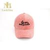 Boné de baseball de veludo cotelê rosa quente para outono e inverno, logo bordado com letra 3D, chapéu de sol, marca de tendência, unissex