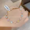 Pulsera Sencilla Retro Super Brillante de Circonita con Flor Sencilla Pulsera de Lujo Ligero Moda Personalidad Pulsera Versátil de Gama Alta para Mujer