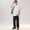 Traje Casual de Seda de Hielo para Hombre, Nueva Moda de Verano, Camiseta Cómoda de Cuello Redondo, Conjunto de Dos Piezas de Manga Corta para Hombre, Pantalones Delgados