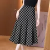 Saia Midi com Estampa Floral para Mulheres, Novo Estilo Primavera e Verão, Saia Evasê, Cintura Alta, Emagrecedora, Elegante, Caimento Solto, Saia com Barra Larga