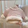 Ropa de Otoño e Invierno para Niñas, Tendencia, Acolchada de Tres Capas, Engrosada, Capa Base, Estilo Coreano para Bebés, Tops de Manga Larga, Ropa Casual para Niños