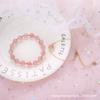 Pulsera Creativa de Cristal de Fresa para Mujer Diseño Nicho Ins Cristal Rosa Natural Cuentas de Transferencia Flor de Durazno Doble Capa Estilo K