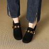 ¡Qué bonito~! Mocasines Retro Dorado Mate Hebilla Gruesa Tacón Grueso Zapatos de Abuela de Tacón Medio para Mujer