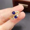 Anillo de Zafiro Natural Transfronterizo de Amazon Plata S925 Piedra Principal 4*4 Joyería de Lujo Venta Directa de Fábrica