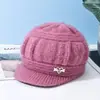 Chapéu de Lã Quente de Inverno para Mulheres de Meia-Idade e Idosas, para Idosos e Avós, com Forro de Fleece e Espessado, Tricotado, Versátil, Moderno, Chapéu de Mãe