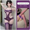 Mar de Flores Lencería Sexy Púrpura Pijamas de Encaje Sexy Deseo Puro Transparente Archivo Abierto Libre Traje de Vuelo Libre A755