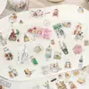 Cinta PET Mate Yanji - Patrón de Acuarela Dibujado a Mano de las Cuatro Estaciones, Impermeable y Duradera, Decoración Creativa para Collages y Diarios