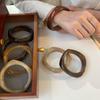 Pulsera Asimétrica de Resina Mármol Manchado Bosque de Pino Ámbar Pulsera Versátil de Nicho Joyería Acrílica No se Desvanece