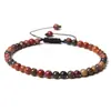 Joias Europeias e Americanas Mais Vendidas Pulseira de Contas Finas de 4mm Trançada Ajustável Pedra Semi-Preciosa Natural Pulseira de Contas de Yoga
