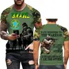Camiseta para Hombre con Bandera de Brasil Top 3D Camuflaje de Veterano Brasileño Cuello Redondo Sudadera Camiseta de Manga Corta Venta Directa de Fábrica Suministro