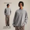Camiseta Lavada de Algodón Puro de Doble Hilo para Hombre, Estilo Cadena, Moda Otoño e Invierno, Marca Popular Clásica Americana, Camisa de Manga Larga Retro Desgastada para Hombre.